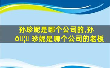 孙珍妮是哪个公司的,孙 🦆 珍妮是哪个公司的老板